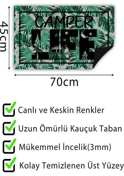 Camper Life Kapı Önü Paspası Dekoratif Kapı Paspası Dış Mekân Paspas Ev Içi Paspası 45X70CM