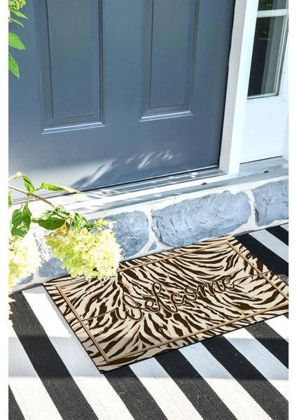 Zebra Welcome Kapı Önü Paspası Dekoratif Kapı Paspası Dış Mekân Paspas Ev Içi Paspası 45X70CM