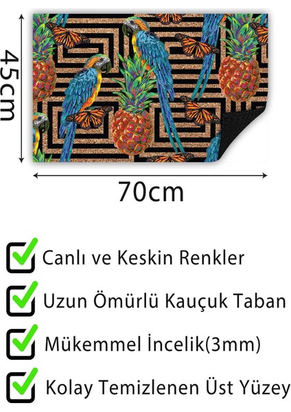 Papağan Kapı Önü Paspası Dekoratif Kapı Paspası Dış Mekân Paspas Ev Içi Paspası 45X70CM