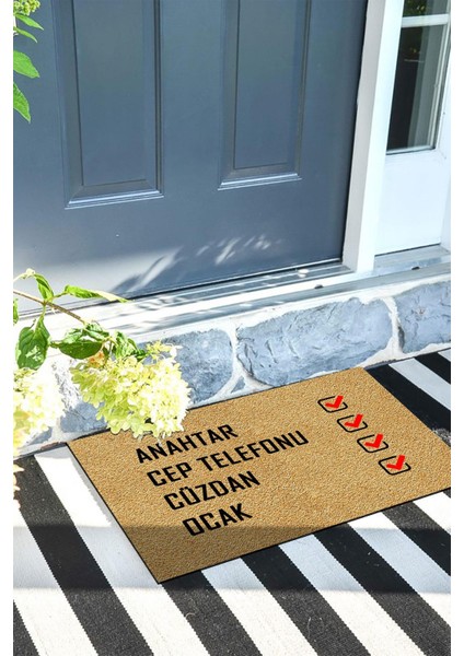 Buket Home Hatırlatıcı Kapı Önü Paspası Dekoratif Kapı Paspası Dış Mekân Paspas Ev Içi Paspası 45X70CM