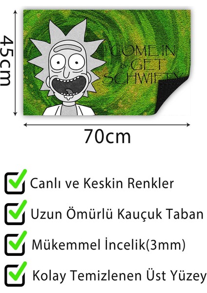 Rick Kapı Önü Paspası Dekoratif Kapı Paspası Dış Mekân Paspas Ev Içi Paspası 45X70CM