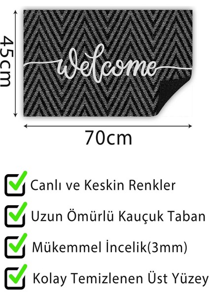 Buket Home Welcome Kapı Önü Paspası Dekoratif Kapı Paspası Dış Mekân Paspas Ev Içi Paspası 45X70CM