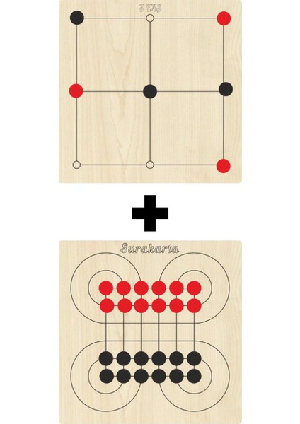 Ahşap Surakarta + 3 Taş Akıl, Zeka, Strateji ve Beceri Oyunları Seti