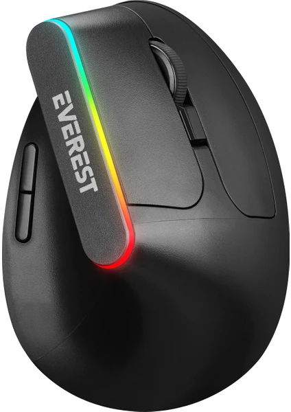 SMW-618 Rgb Işıklı Ergonomik Dikey Tutuşlu Vertical Siyah Kablosuz Mouse