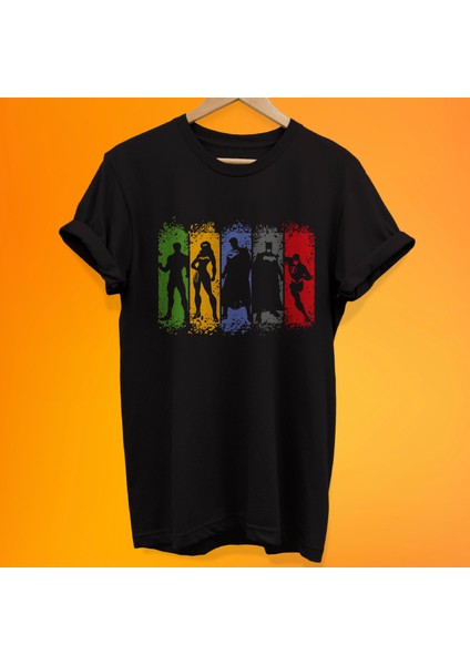 Justice League Baskılı %100 Pamuk Oversize T-Shirt Büyük Beden Tişört