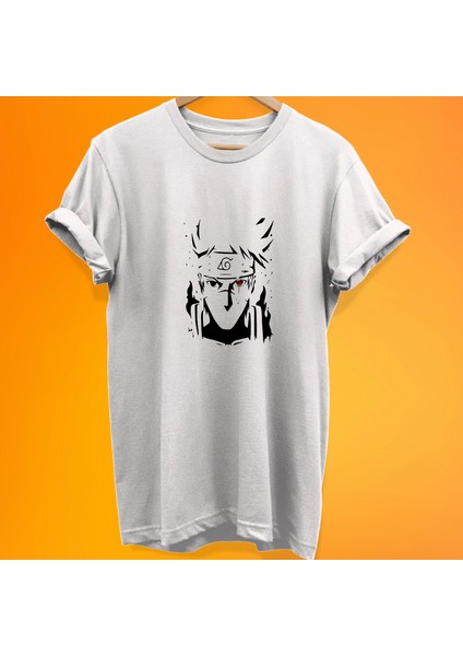 Naruto Kakashi Baskılı %100 Pamuk Oversize T-Shirt Büyük Beden Tişört