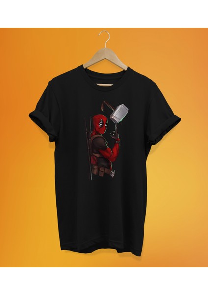 Deadpool Thorun Çekici Baskılı %100 Pamuk Oversize T-Shirt Büyük Beden Tişört
