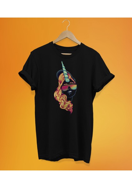 Unicorn Kadın Baskılı %100 Pamuk Oversize T-Shirt Büyük Beden Tişört
