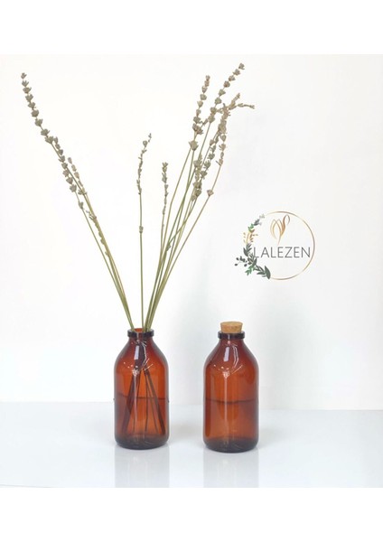 2 Adet Amber Kahverengi Mini Cam Vazo 250ML. (Tıpasız)