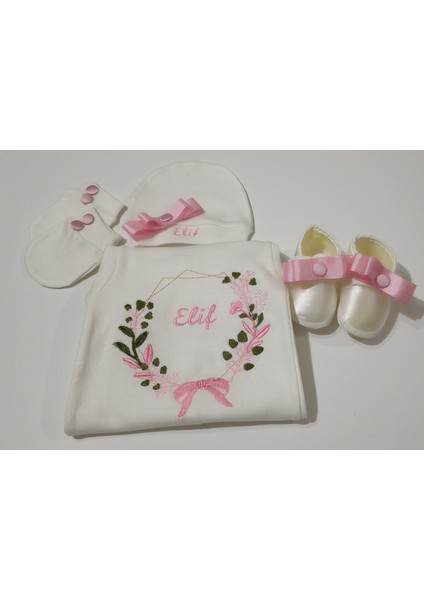 Nakışlı Kız Bebek Tulum Seti Hediyelik