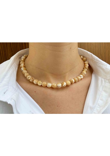 Sedeftaşı Doğaltaş Kolye 8 mm