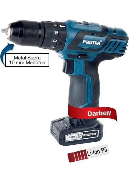 Pst 614 Ld 14.4V 2 Ah Li-Ion Çift Akülü Darbeli Matkap Vidalama