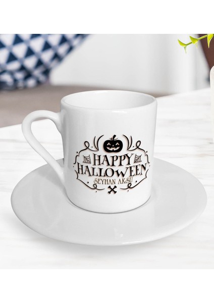 Kişiye Özel Happy Halloween Tasarımlı Türk Kahvesi Fincanı-15