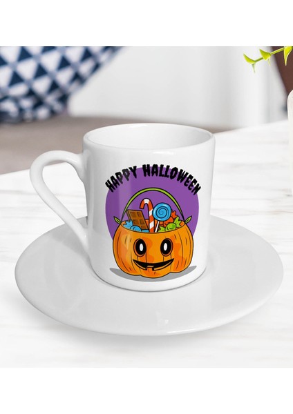 Gift Happy Halloween Tasarımlı Türk Kahvesi Fincanı-10