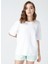 Bisiklet Yaka Düz Beyaz Kadın T-Shirt DANTITA 3