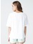 Bisiklet Yaka Düz Beyaz Kadın T-Shirt DANTITA 4