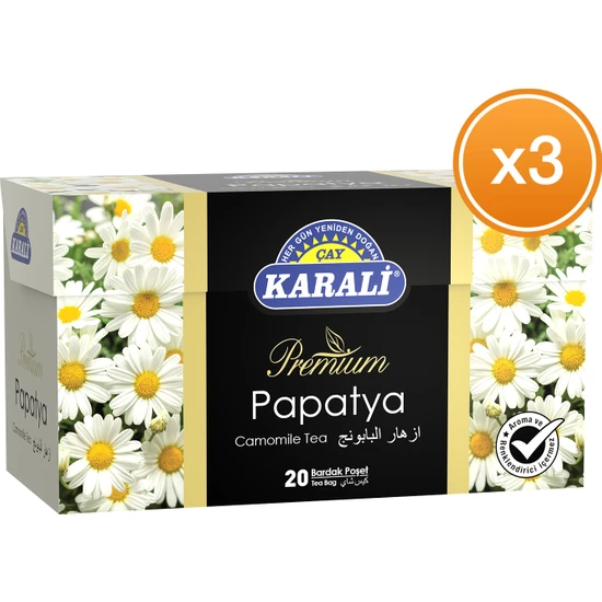 Karali Çay Premium Bardak Poşet Papatya Çayı 20'li x 3 Paket