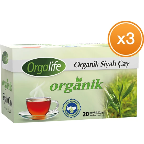 Orgalife Organik Bardak Poşet Siyah Çay 20'li x 3 Paket