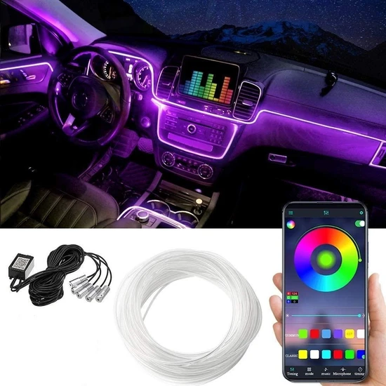 Gpr Araç Içi Atmosfer Ambiyans LED Neon Ip LED Rgb App Kontrollü 5 Parça