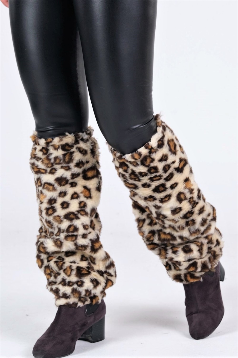 Keyifli Moda Kadın Leopar Desenli Peluş Tozluk görsel 4