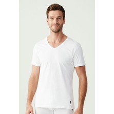U.S. Polo Assn. 80199 Erkek Beyaz 2'li Kısa Kol V Yaka Atlet
