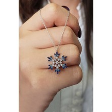 Parmas Design Kadın Kar Tanesi Mavi Renk Geçişli 925 Ayar Gümüş Kolye