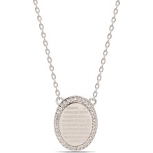 Parmas Design Kadın Ayet-El Kürsi Dua Yazılı Zirkon Taşlı 925 Ayar Gümüş Kolye