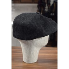 Göksu Şapka Erkek Kışlık Kasket Ingiliz Stili Peaky Blinders Siyah Noktalı Newsboy Trend 8 Parça Kasket