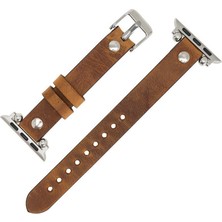 Bouletta Apple Watch Uyumlu Deri Kordon 38-40MM Ferro Silver Trok G19 Taba