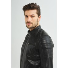 Ikbal Carlos Siyah %100 Erkek Deri Mont
