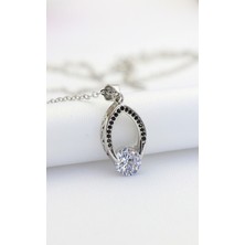 Caisya Butik Nano Siyah Taşlı 3D Gümüş Kolye