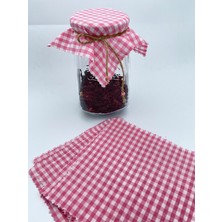 White Alamode Pembe Kavanoz Kapağı Örtüsü 10'lu