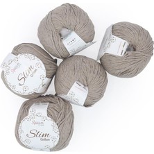 Spagettiyarn Koyu Bej Slim Cotton Ip - 5'li Set