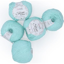 Spagettiyarn Mint Yeşili Slim Cotton Ip - 5'li Set