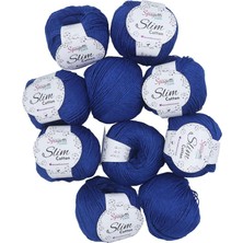 Spagettiyarn Saks Mavi Slim Cotton Ip - 10'lu Set