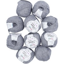 Spagettiyarn Gri Slim Cotton Ip - 10'lu Set