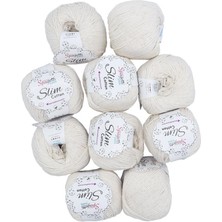 Spagettiyarn Şeker Beyaz Slim Cotton Ip - 10'lu Set