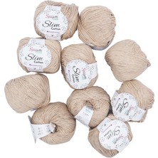 Spagettiyarn Açık Bej Slim Cotton Ip - 10'lu Set