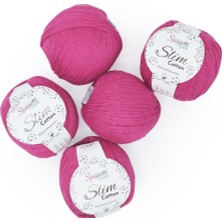 Spagettiyarn Fuşya Slim Cotton Ip - 5'li Set
