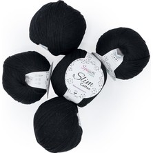 Spagettiyarn Siyah Slim Cotton Ip - 5'li Set