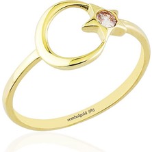 Sembol Gold Ayyıldız Tektaş Altın Yüzük 14K Gold