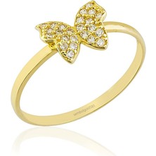 Sembol Gold Kelebek Altın Yüzük 14K Taşlı