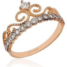 Sembol Gold Rose Altın Taç Yüzük 14K 2,10 Gr