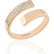Sembol Gold Rose Altın Eklem Yüzük Taşlı 14K Gold