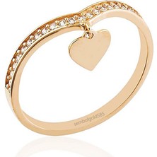 Sembol Gold Kalp Rose Altın Yüzük 14K Gold Sarkık