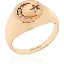 Sembol Gold Ayyıldız Şövalye Altın Yüzük 14K Rose Gold