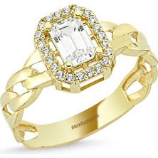 Sembol Gold Baget Altın Yüzük Burgu Tasarım 0,60 Karat