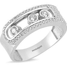 Sembol Gold Özel Tasarım Beyaz Altın Yüzük 14K Gold Tria