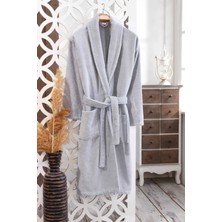 MODELHOME Pamuklu Bukle Şalyaka  Gri Renkli Bornoz