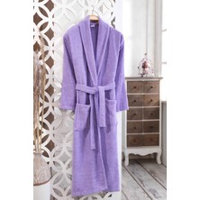 MODELHOME Pamuklu Bukle Şalyaka  Lila Renkli Bornoz